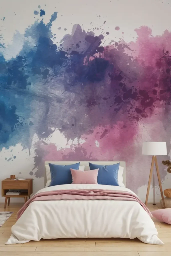 Abstract Watercolor Effect - accent wall bedroom ideas