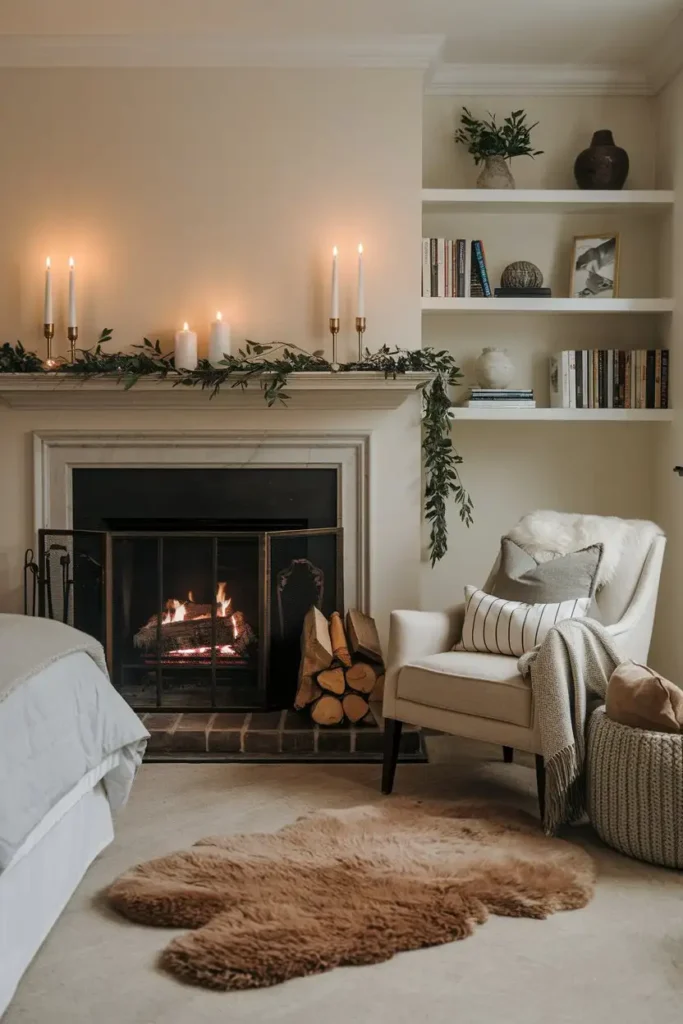 Add a Fireplace in a hygge bedroom idea