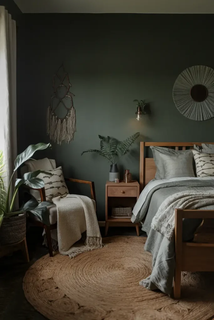 Ashen Olive moody dark colors for cozy bedroom