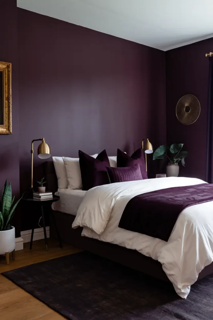 Aubergine Whisper moody dark colors for cozy bedroom