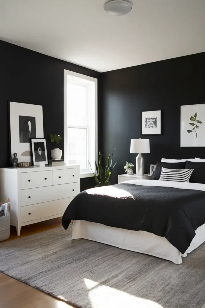 Charcoal Black-best colors for a minimalist bedroom
