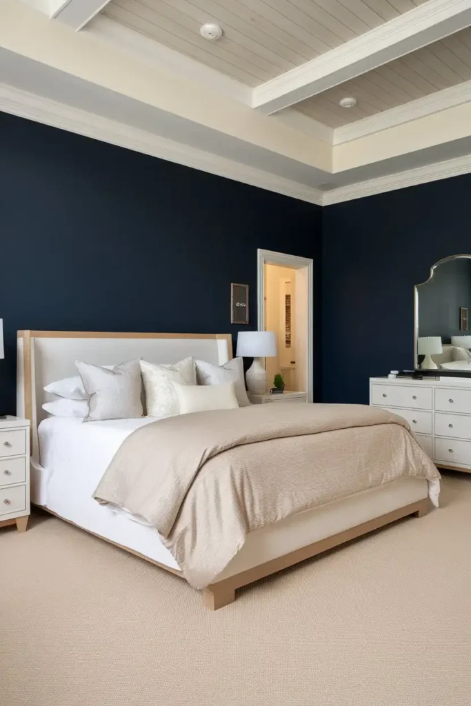 Create a Focal Point with a Dark Blue Accent Wall 1