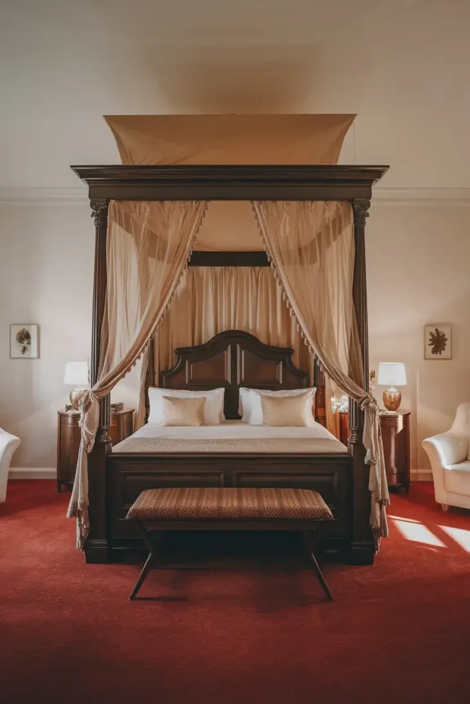 Dark Wood Four-Poster Bed