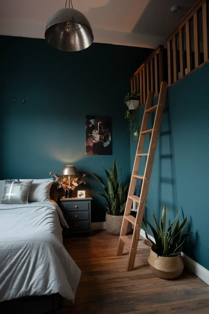 Dusk Teal moody dark colors for cozy bedroom