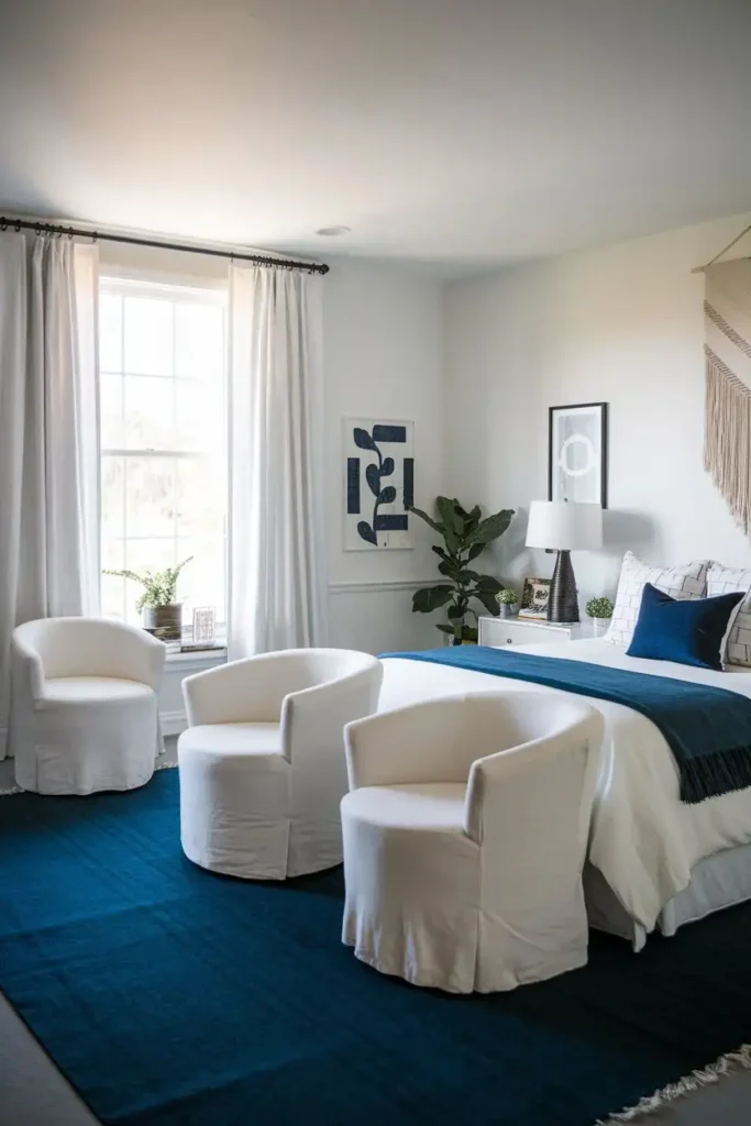 Effortless Style with Dark Blue Rugs - dark blue bedroom ideas