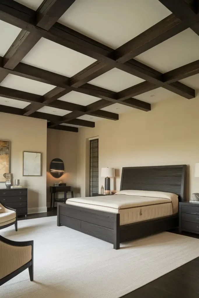 Exposed Dark Wood Ceiling Beams
