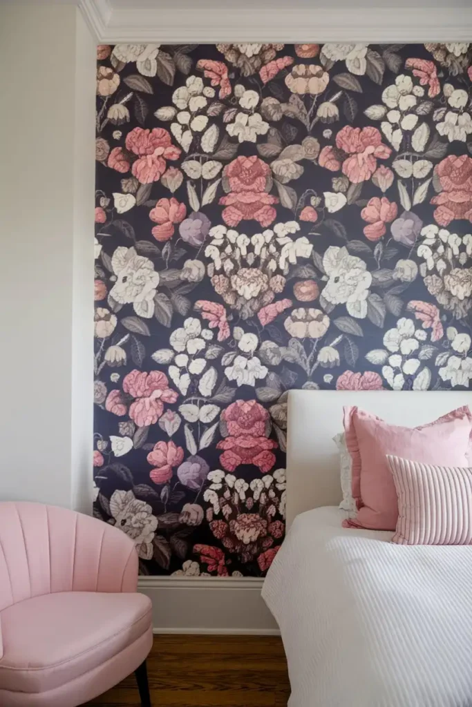 Hang Patterned Wallpaper - accent wall bedroom ideas