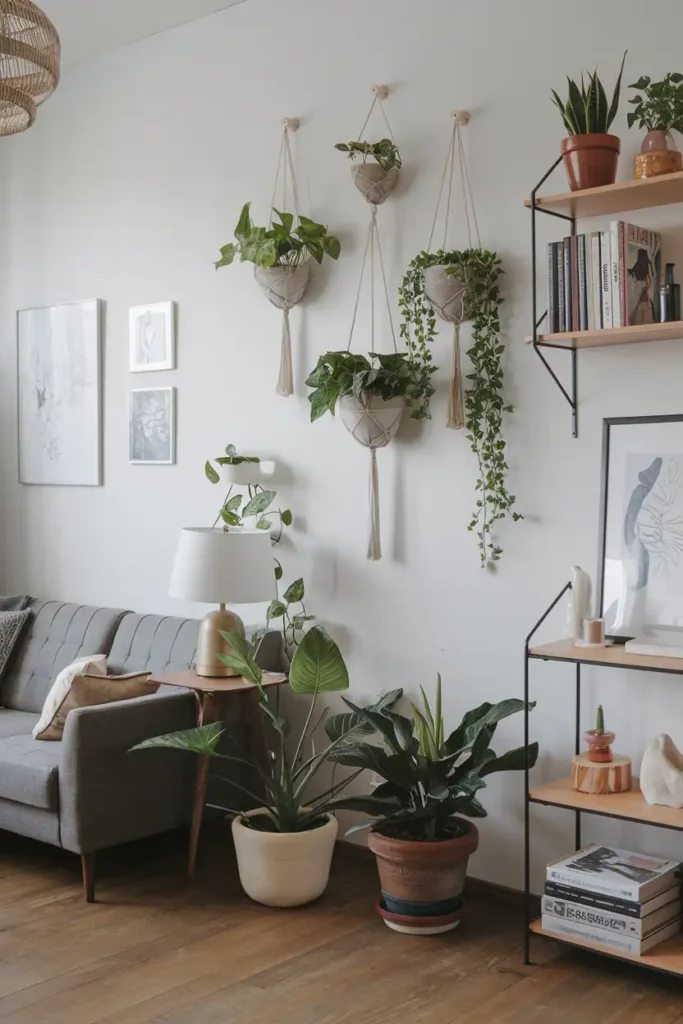 Hanging Plants - Wall Ideas For Japandi Style Living Room