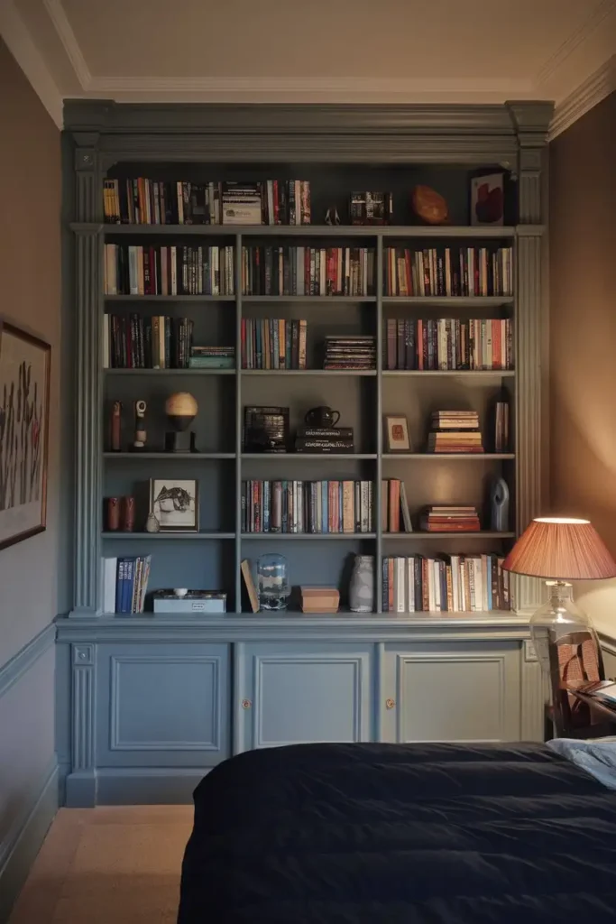 Incorporate Dark Blue Bookshelves 1