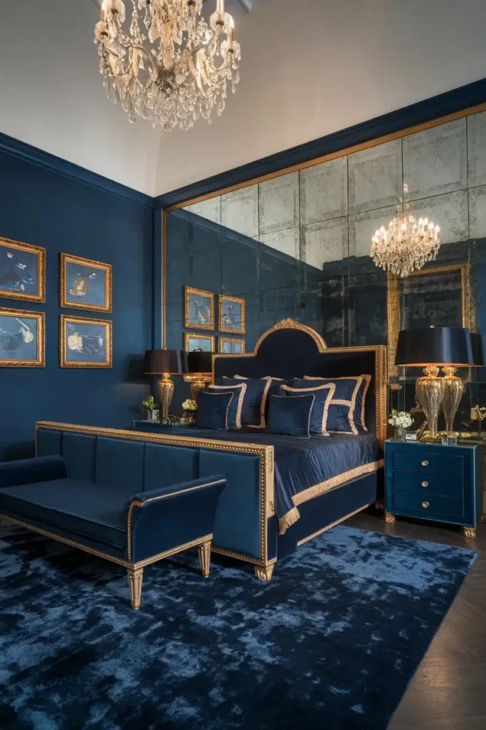 Luxurious Dark Blue and Gold Accents