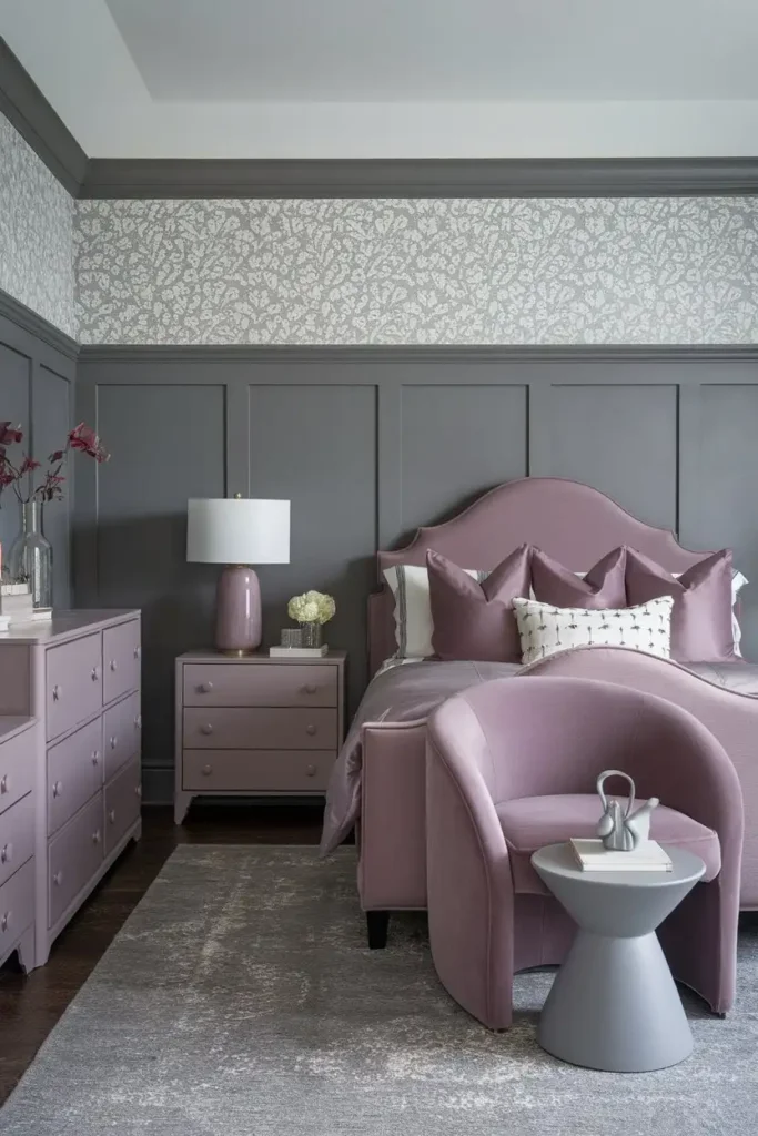 Mauve and Gray Combination - mauve bedroom ideas