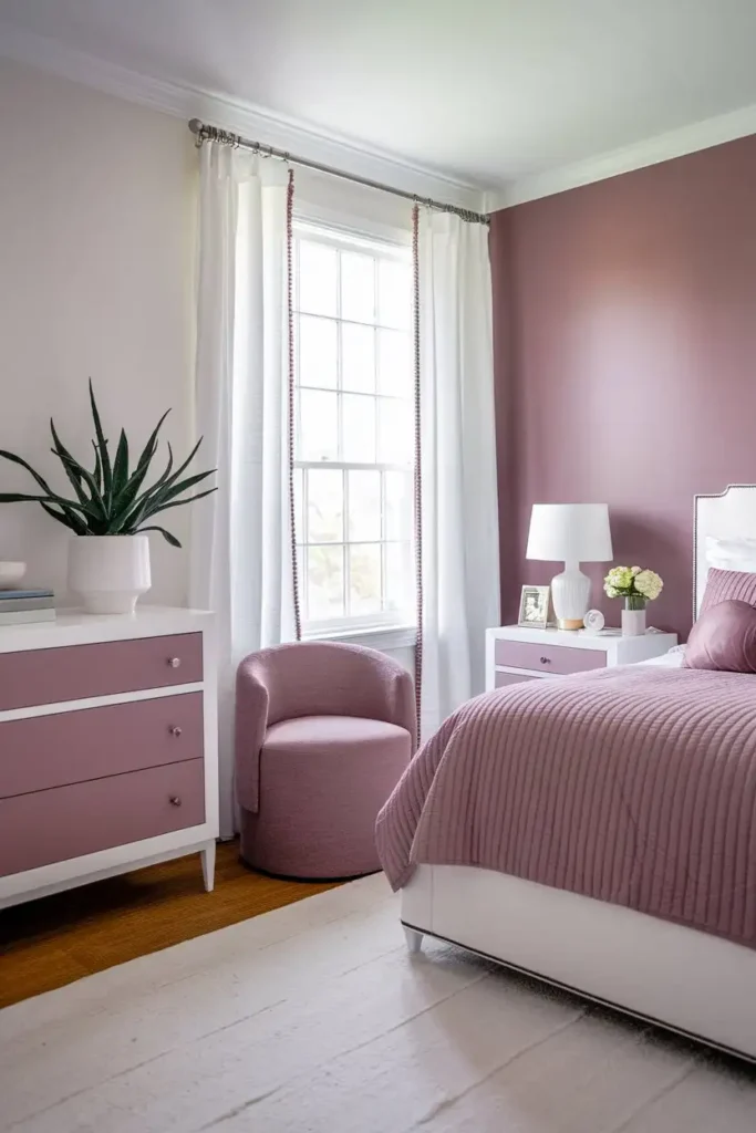 Mauve and White Combination mauve bedroom ideas