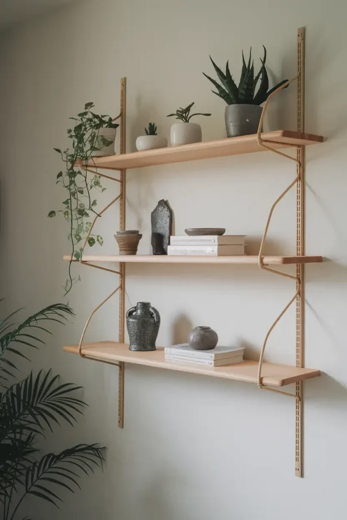 Minimalist Wall Shelves - Wall Ideas For Japandi Style Living Room