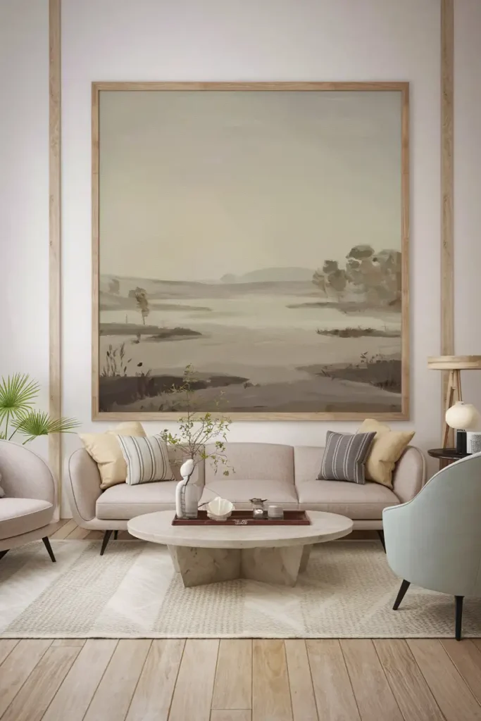 Muted Tone Paintings - Wall Ideas For Japandi Style Living Room