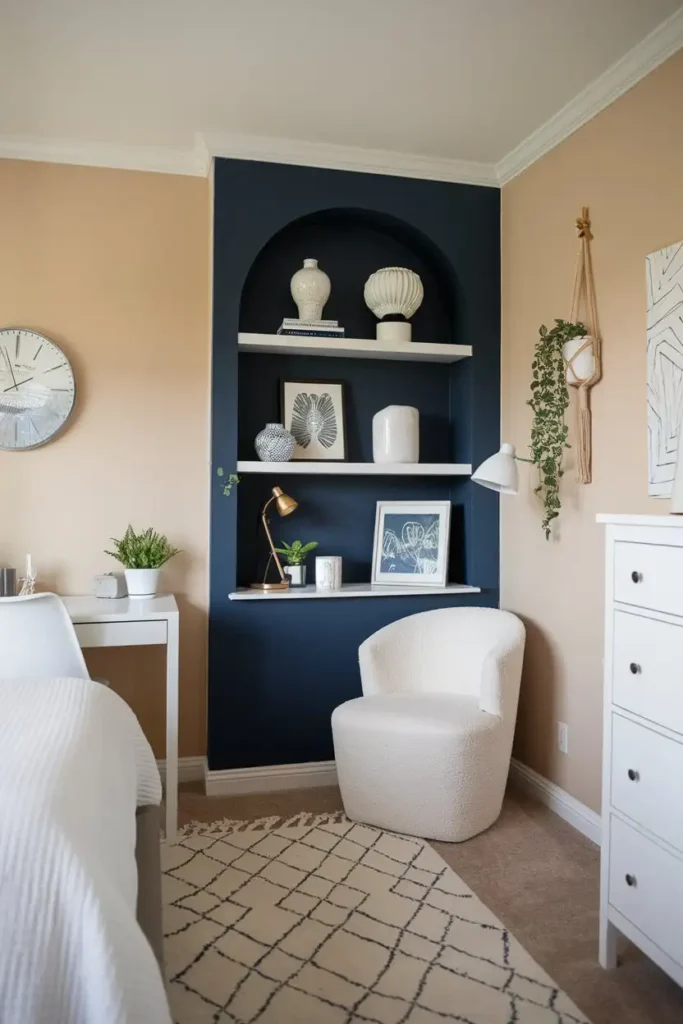 Navy Blue Accent Corner - accent wall bedroom idea