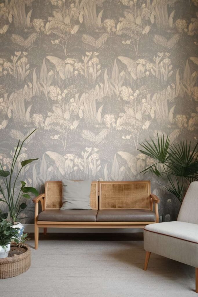 Neutral Wallpaper With Texture - Wall Ideas For Japandi Style Living Room
