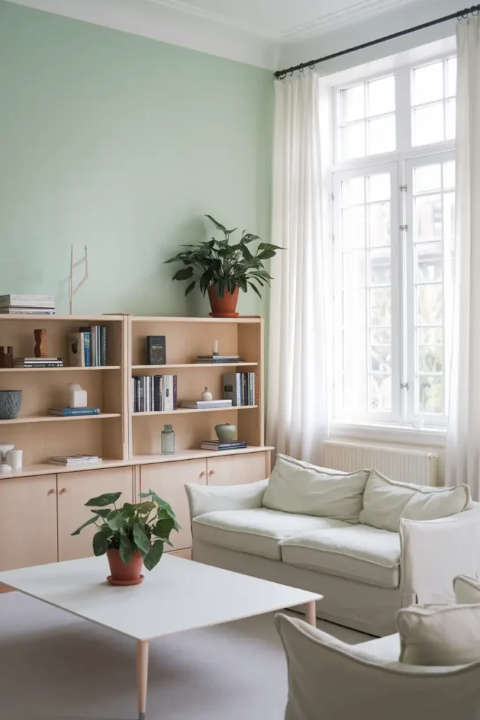 Pale Mint - Accent Wall Colors for a Peaceful Living Room