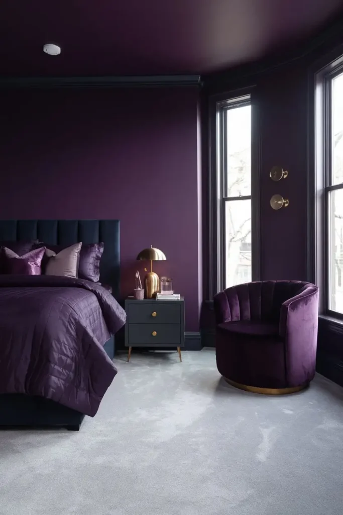Plum Noir moody dark colors for cozy bedroom