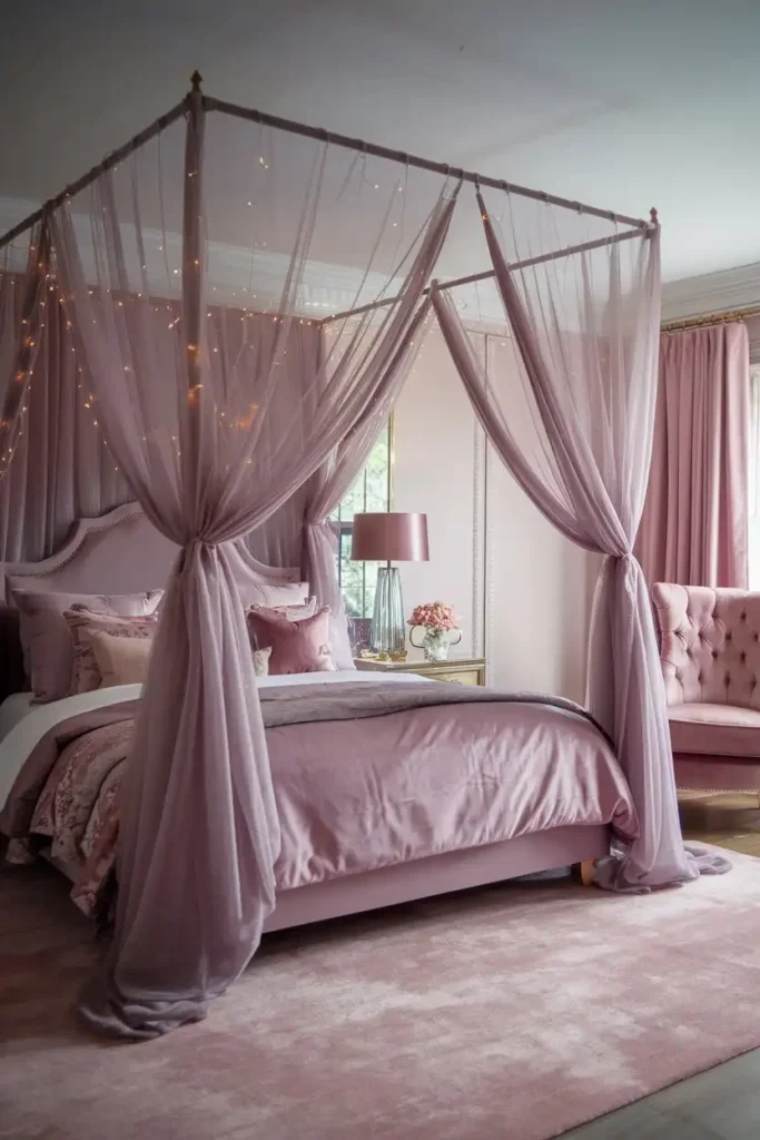 Romantic Mauve Canopy Bed