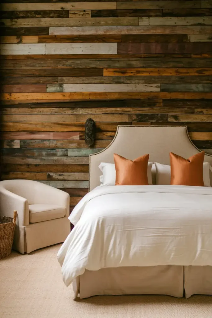 Rustic Barnwood Panels - accent wall bedroom ideas