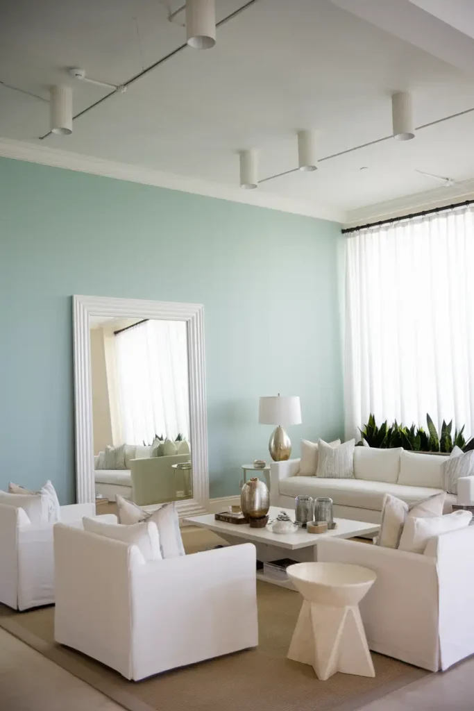 Serene Aqua - Accent Wall Colors for a Peaceful Living Room