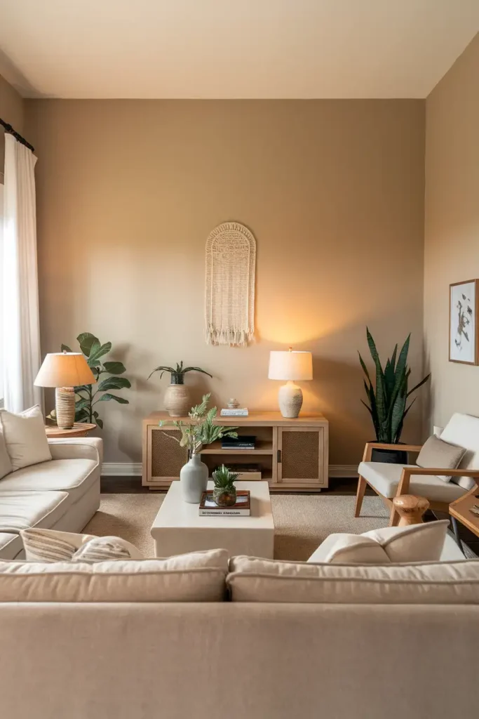 Silken Sand - Accent Wall Colors for a Peaceful Living Room