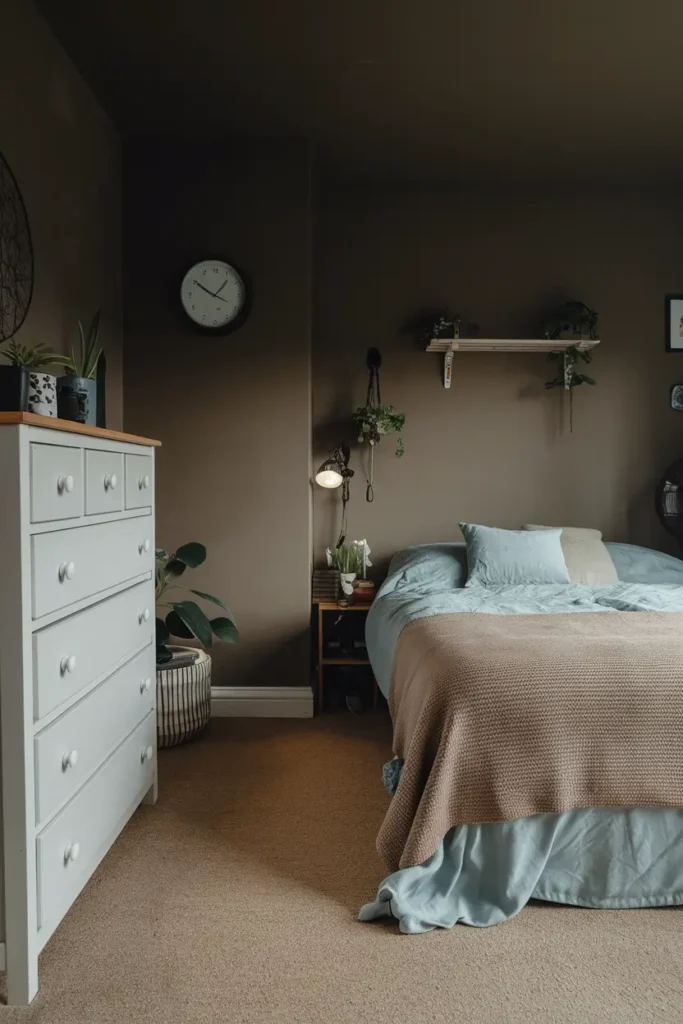Smoky Taupe moody dark colors for cozy bedroom