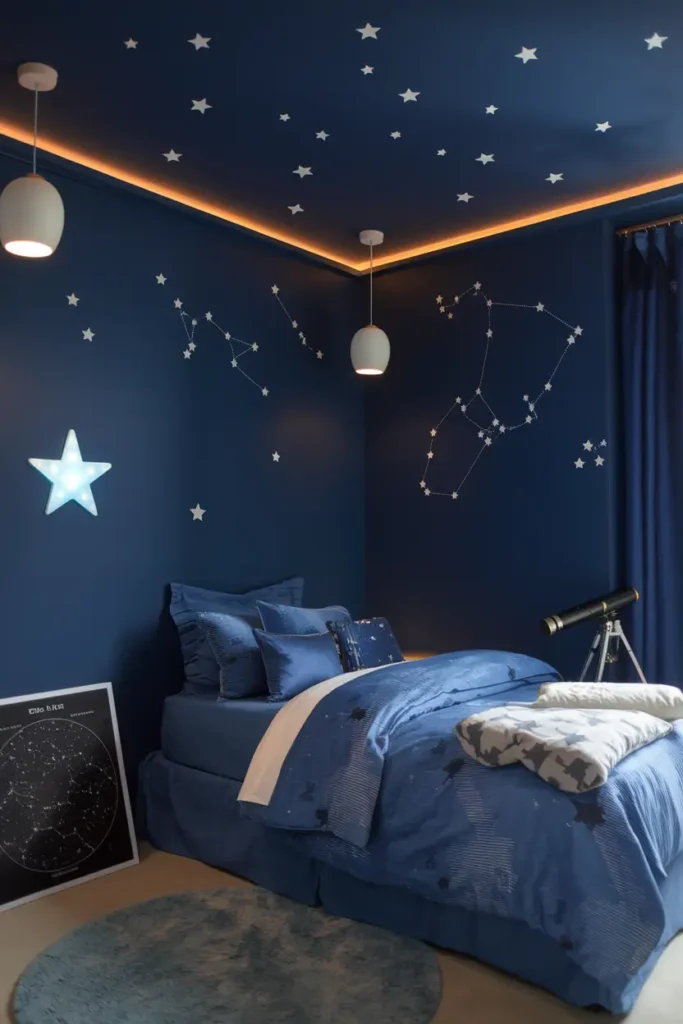 Starry Night Theme blue bedroom ideas