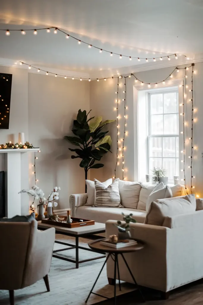 String Lights - Hygge Living Room Ideas
