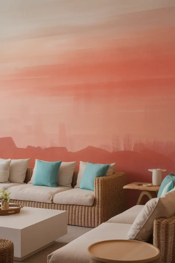 Subtle Coral - Accent Wall Colors for a Peaceful Living Room