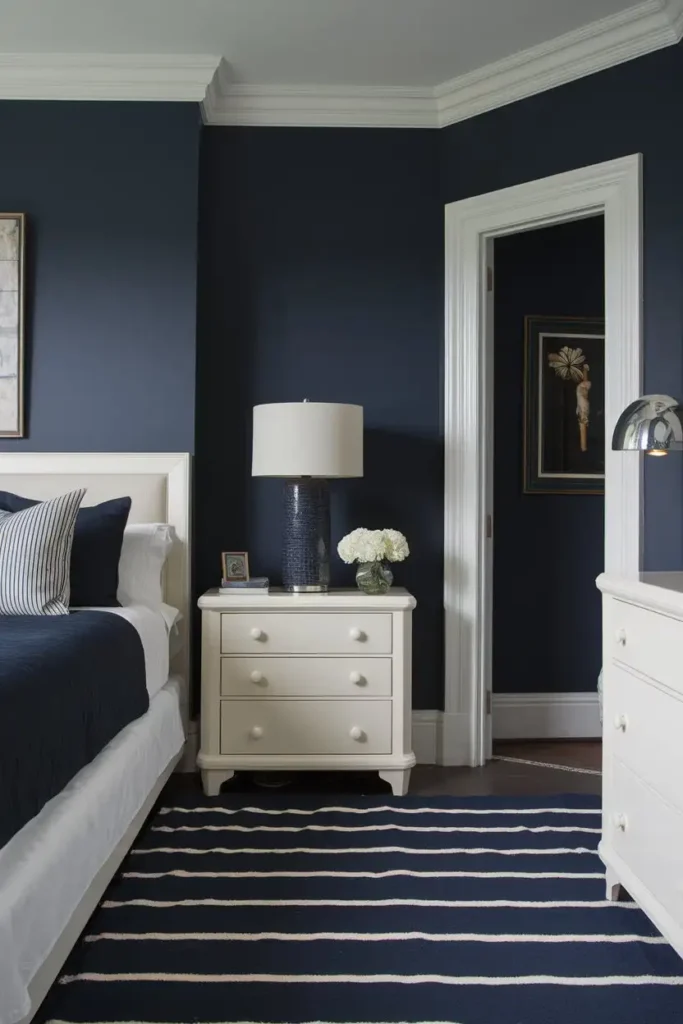 Timeless Contrast with Dark Blue and White 1