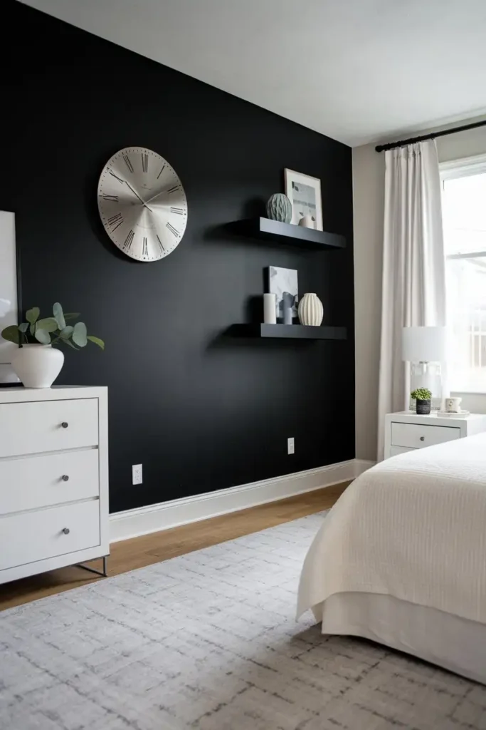 Try a Black Accent Wall - accent wall bedroom ideas