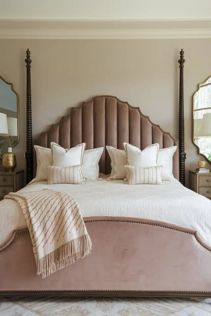 Upholstered Headboard in Mocha Mousse