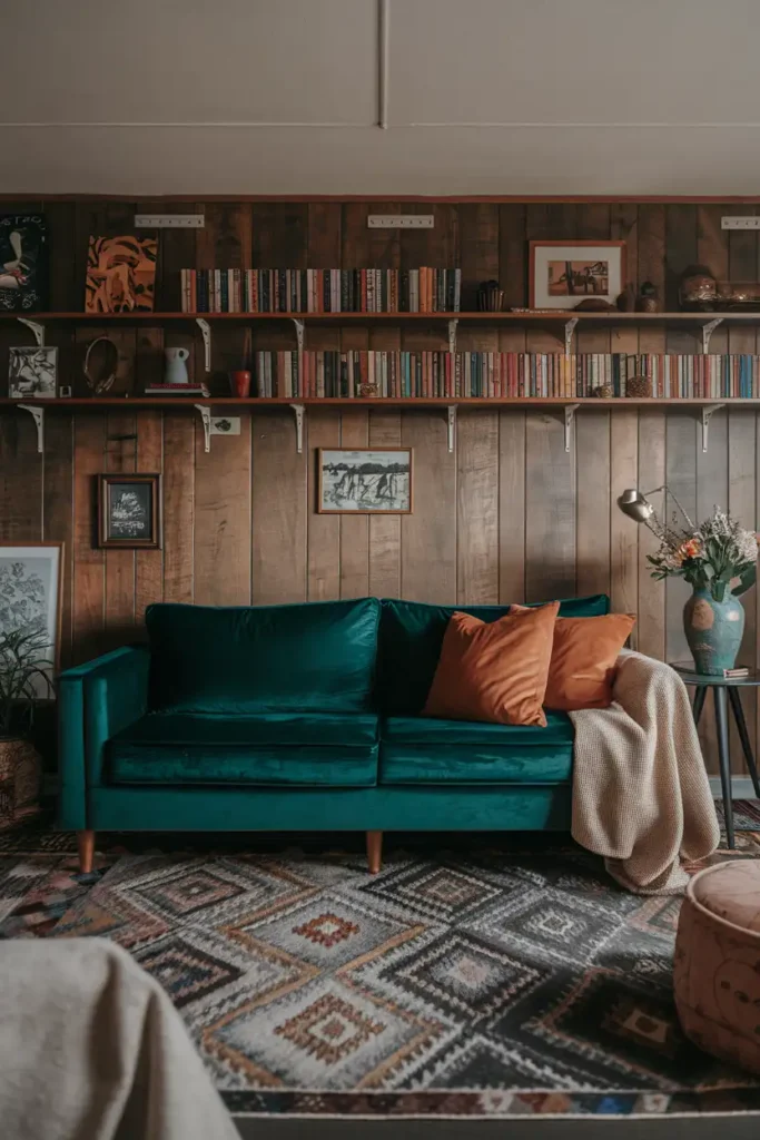 Velvet Sofa - Hygge Living Room Ideas