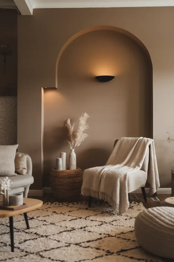 Warm Taupe - Accent Wall Colors for a Peaceful Living Room