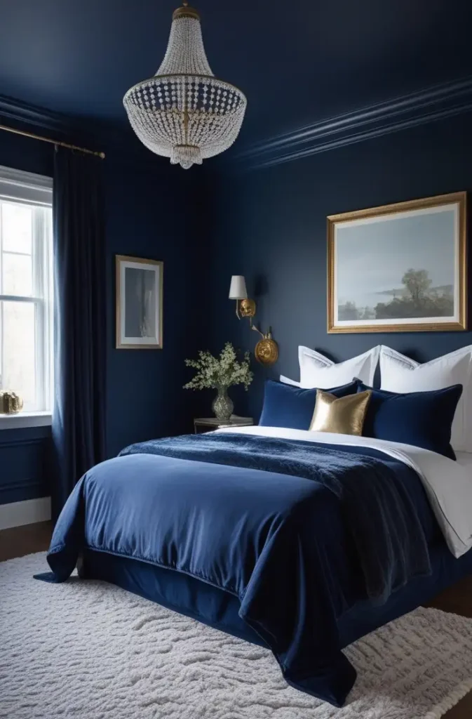bedroom paint color deep navy blue