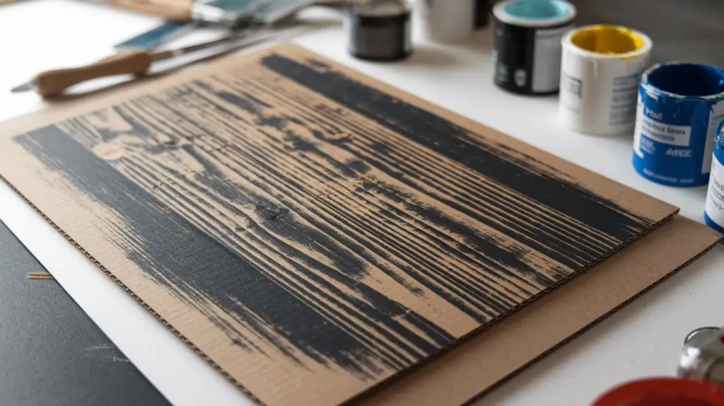 cardboard to look like wood