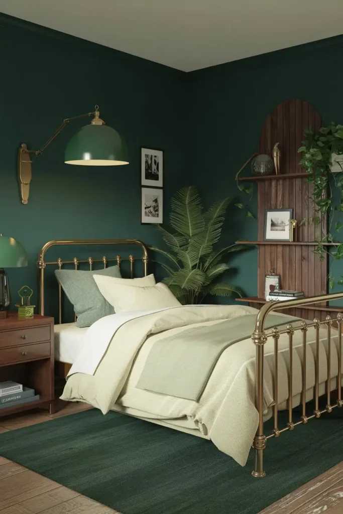 Deep Forest Green moody dark colors for cozy bedroom 1