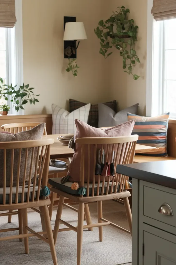 Add Cushions or Seat Covers-Hygge Kitchen Ideas