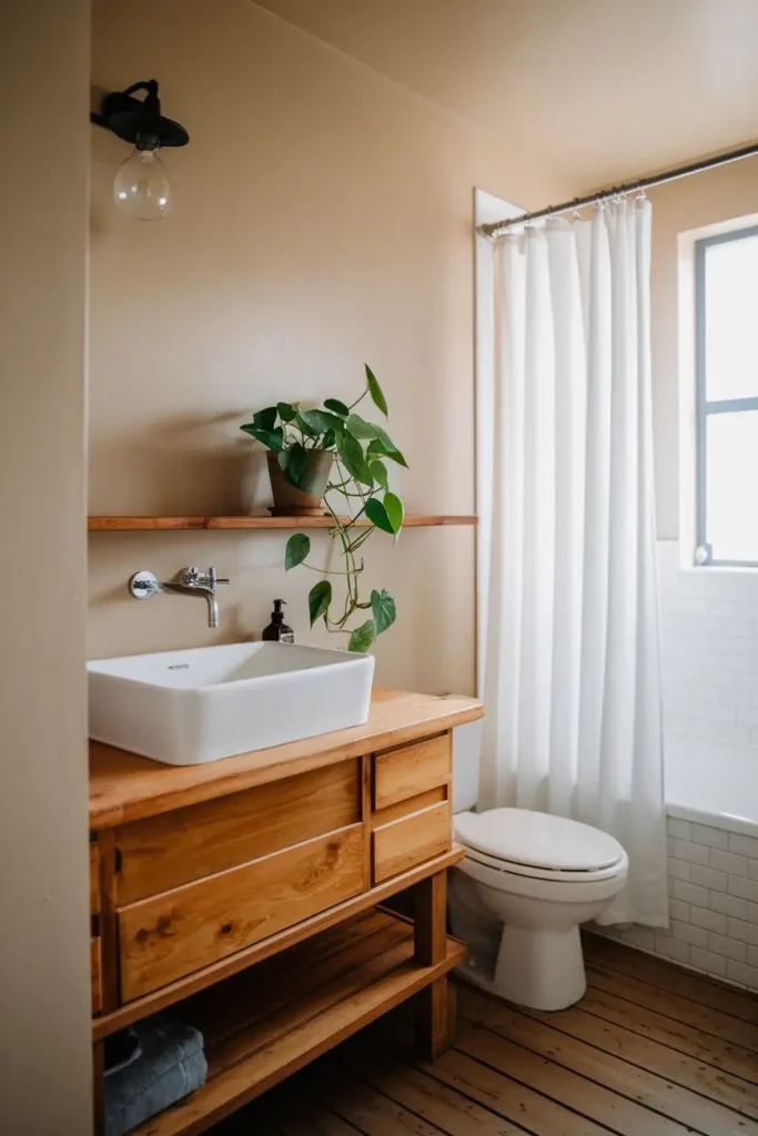 Add Life with Indoor Plants-japandi style bathroom idea