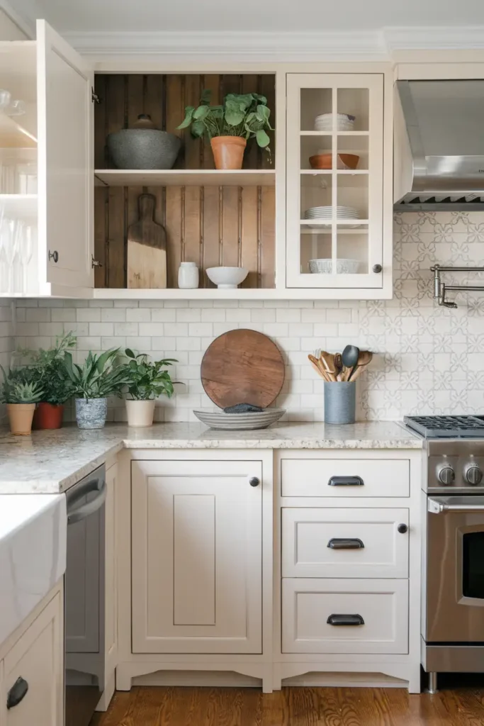 Antique White-kitchen cabinet colors that hide dust