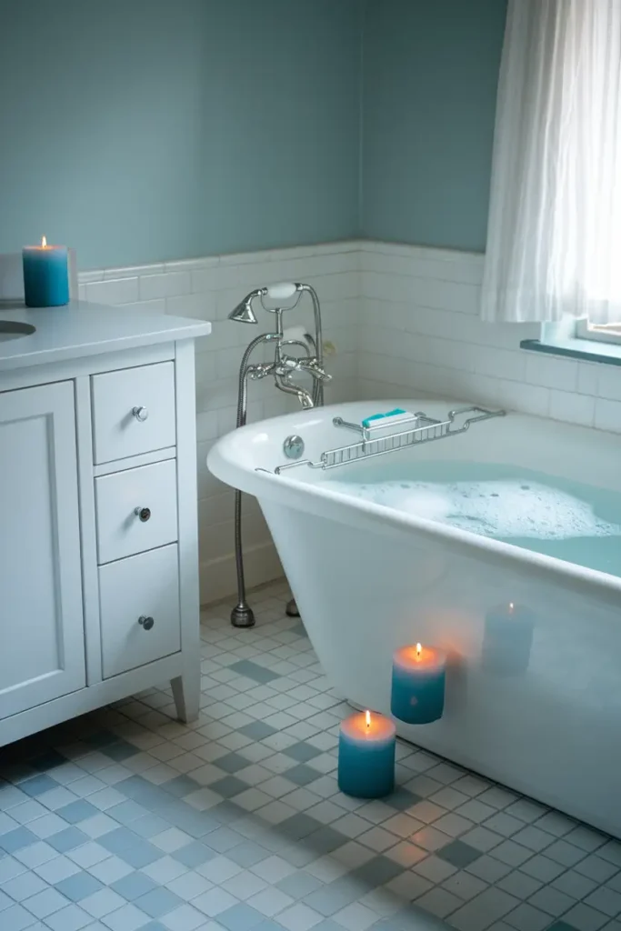 Arctic Blue Candles-cool blues for refreshing bathroom decor