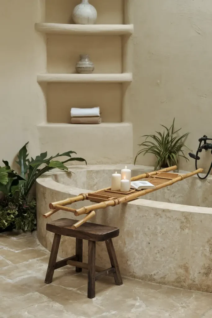 Bamboo Accessories for the Win-japandi style bathroom idea