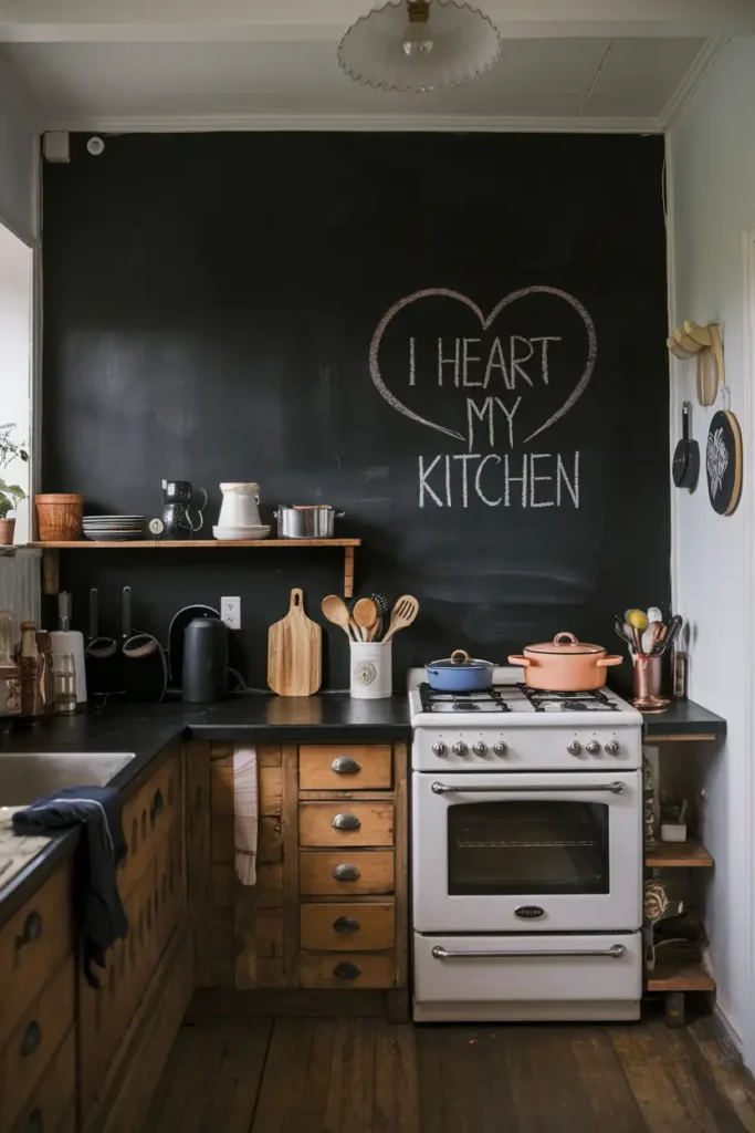 Black Chalkboard Wall-moody kitchen ideas
