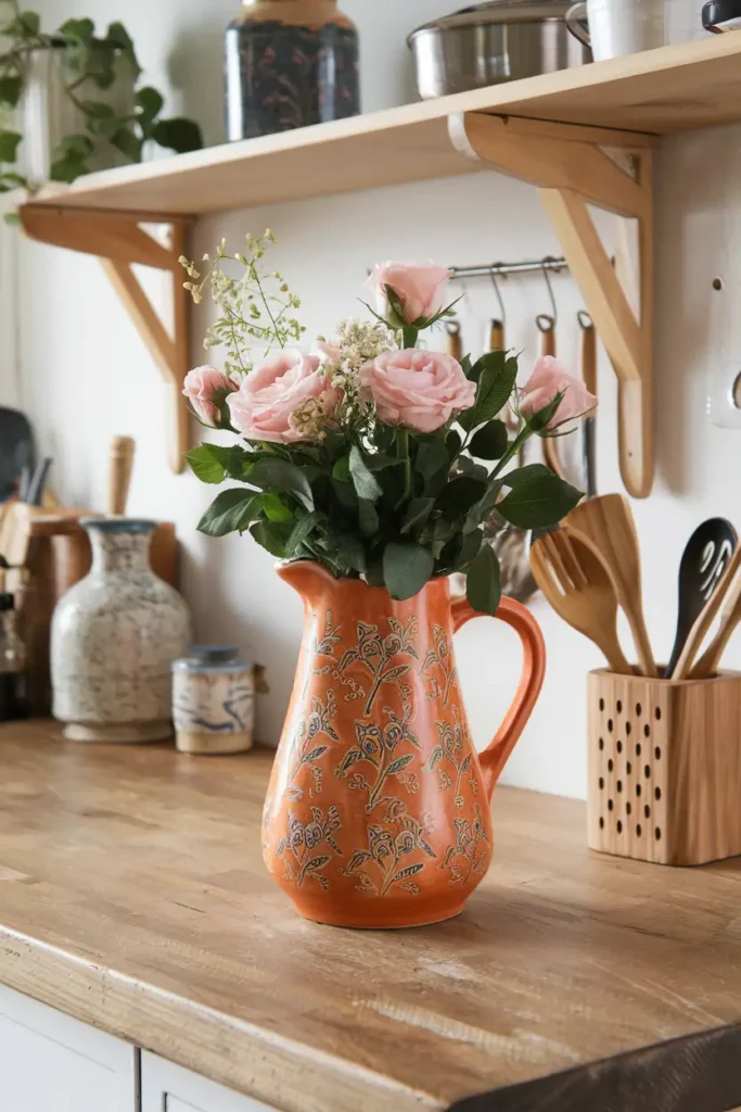 Ceramic Pitcher Vases-boho kitchen ideas