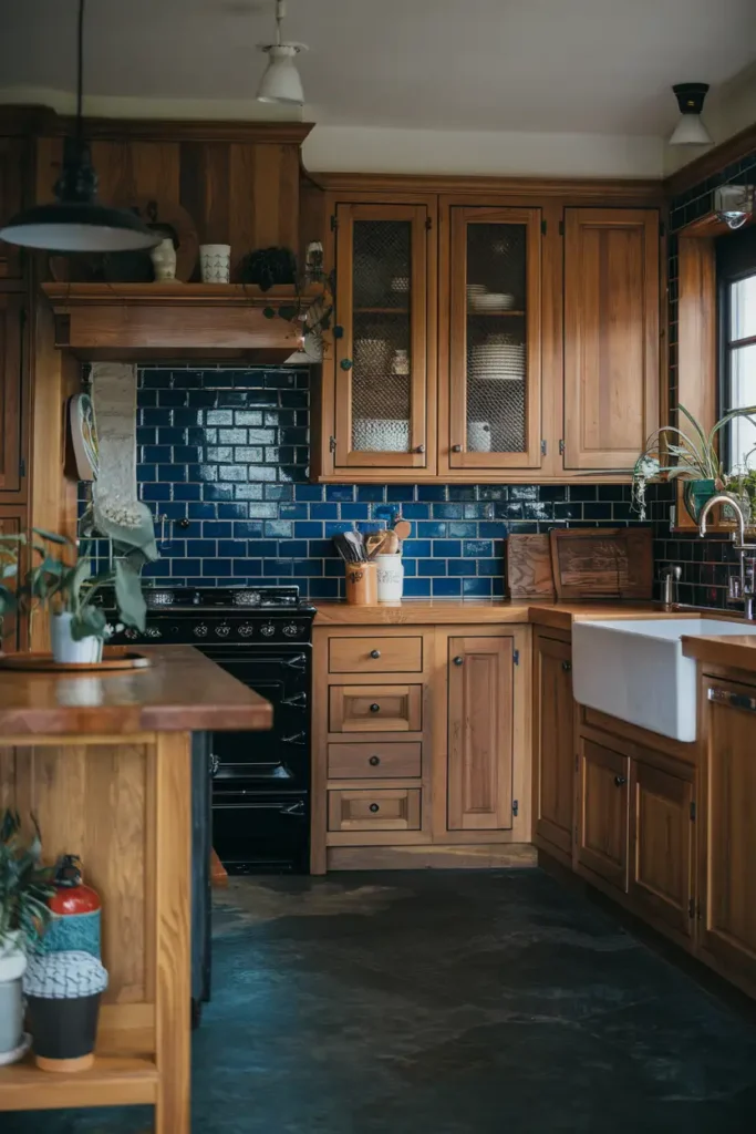 Cobalt Blue Accents-moody kitchen ideas