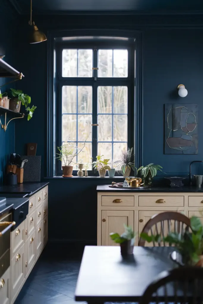 Deep Indigo Walls-moody kitchen ideas