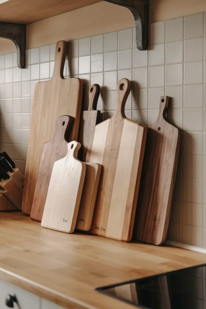 Display Wooden Cutting Boards-hygge kitchen ideas