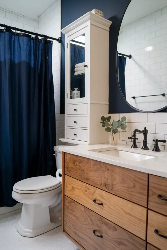 Dual-Tone Cabinets for a Pop of Personality-modern bathroom cabinet ideas