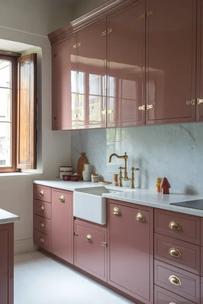 Dusty Rose-kitchen cabinet colors that hide dust